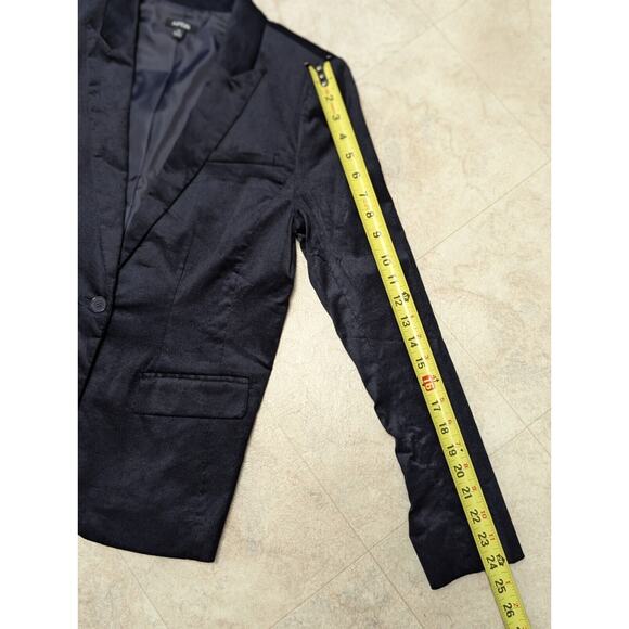 Apt 9 Womens Velvet Blazer Dark Navy Size 10 Front Button Stretch Career Lined - Picture 4 of 10